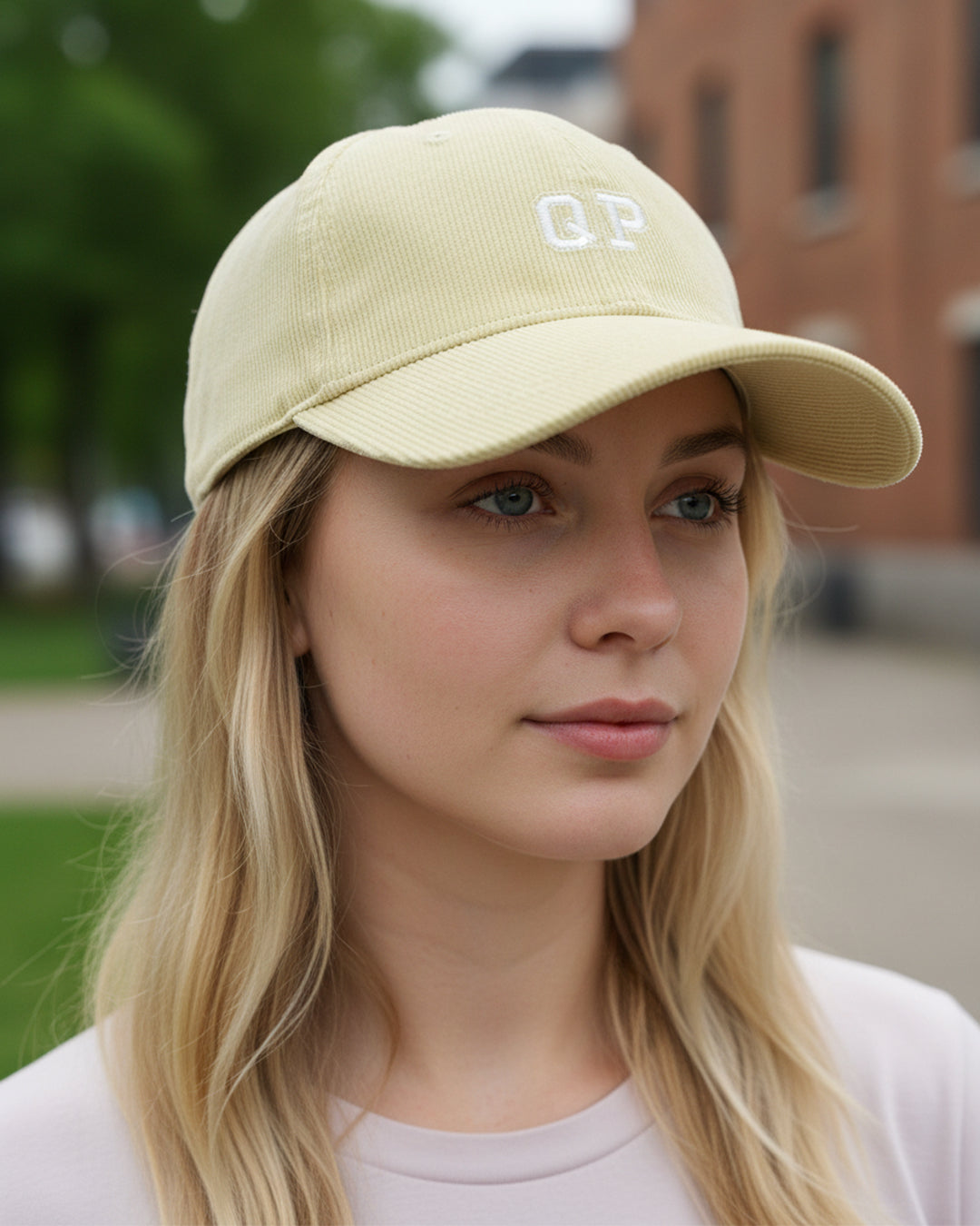 QP Cord Cap creme/weiß