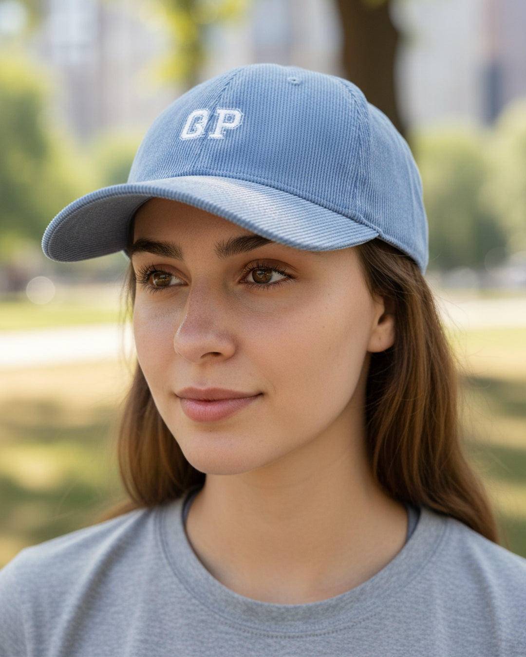 QP Cord Cap hellblau