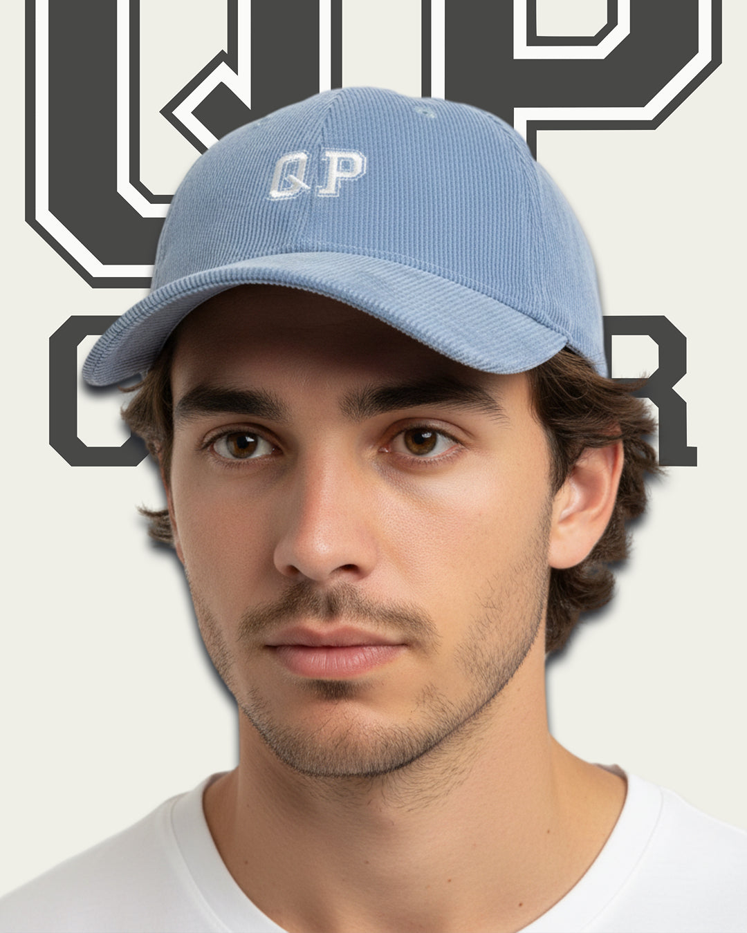 QP Cord Cap hellblau