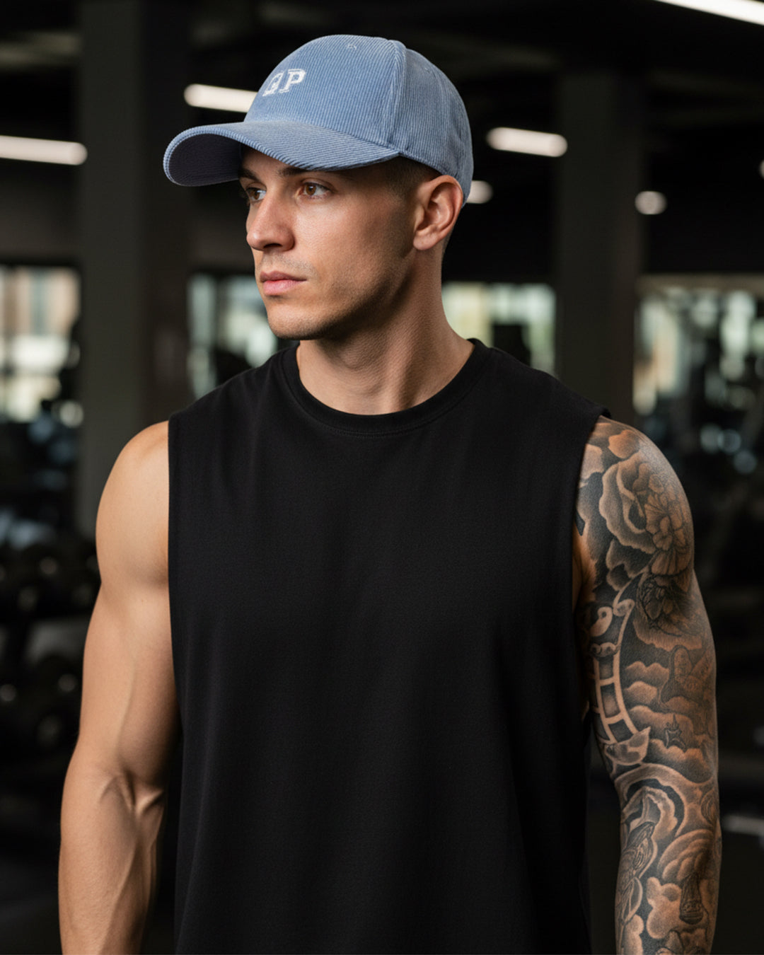 QP Cord Cap hellblau