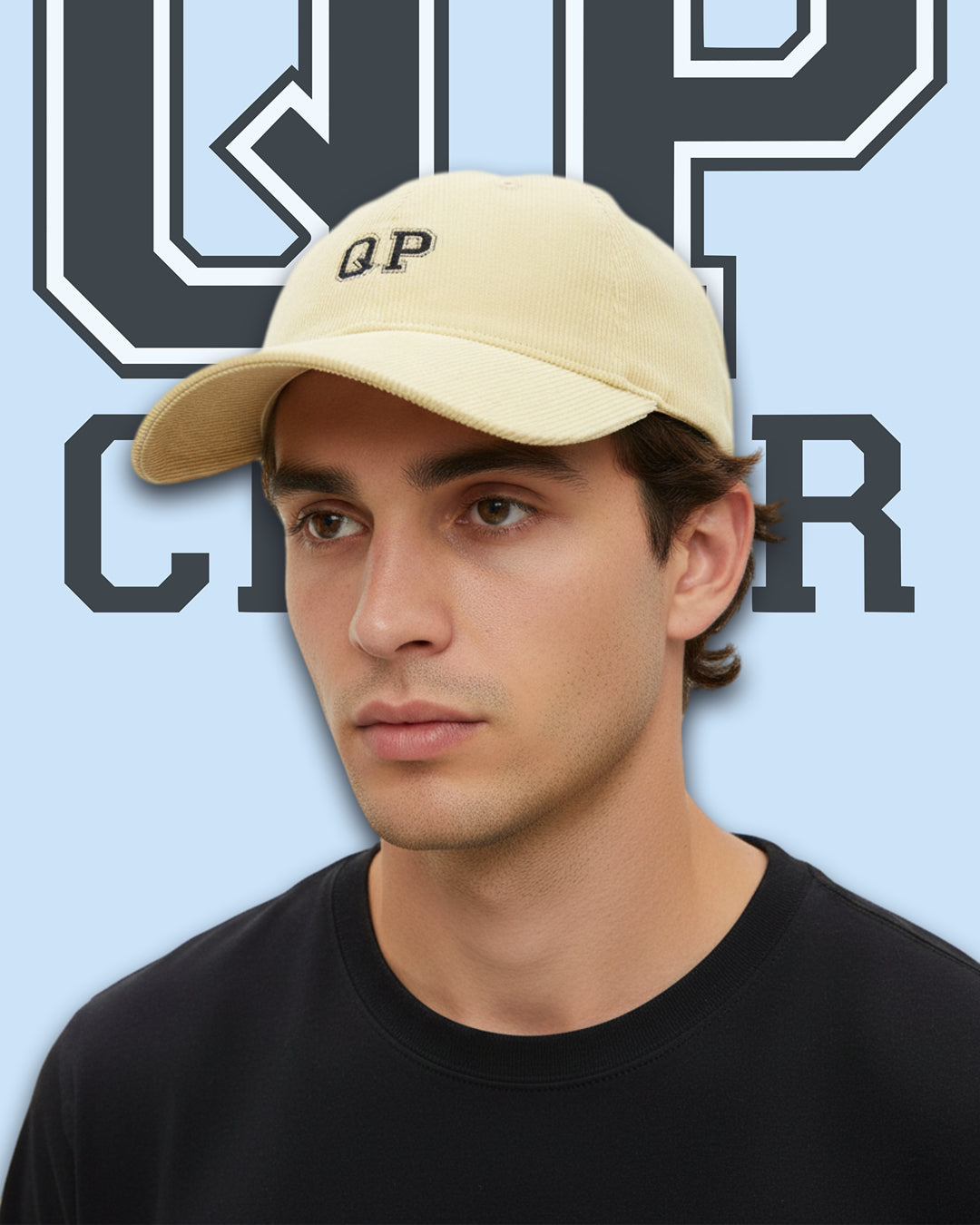 QP Cord Cap creme/schwarz